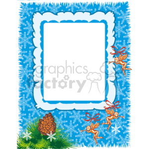 Festive Winter-Themed Frame with Cherubs and Pine Cone