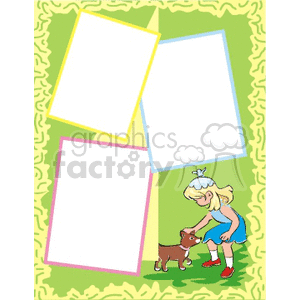 Girl Petting Dog with Blank Frames for Text