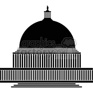 A black and white clipart of a domed government building.