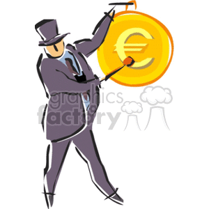 Businessman Holding Euro Symbol