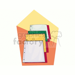 Clipart image of colorful file folders stacked on top of each other in a pentagon shape.