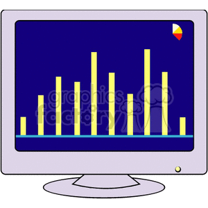 Computer Monitor with Bar and Pie Charts