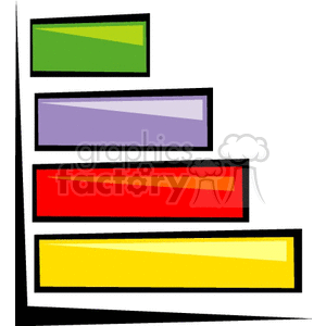 A colorful bar chart with four rectangular bars in varying colors: green, purple, red, and yellow, arranged in ascending order.