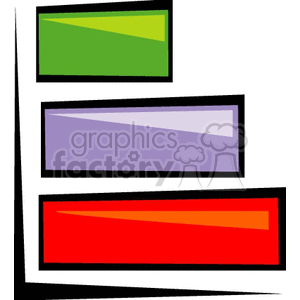 Colorful 3D rectangular bars in green, purple, and red arranged vertically.