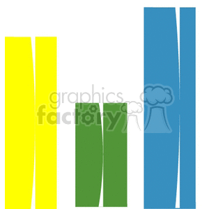 Colorful bar graph clipart with three bars in yellow, green and blue