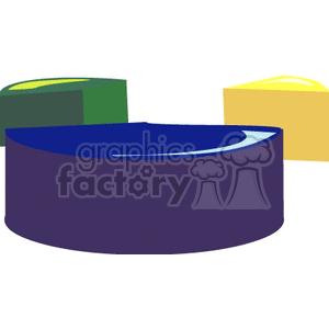 3D pie chart illustration with blue, green, and yellow segments.