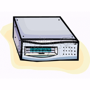 Clipart image of a computer disk drive with a front-loading slot, depicted in a simplified and cartoonish style.