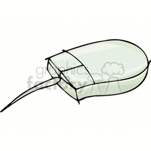 Clipart illustration of a computer mouse with a cord.