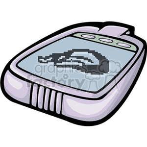 Illustration of a vintage digital pager with a pixelated message display.