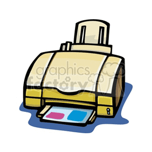 Clipart image of a printer with a printed page.