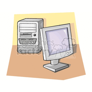 A clipart image of a desktop computer with a CRT monitor and tower.