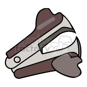 Clipart image of a brown and silver staple remover.