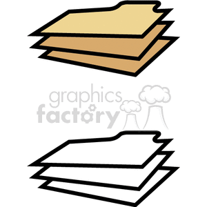 Illustration of stacked folders in color and outline versions.