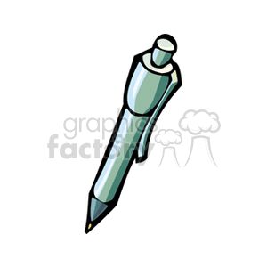 Clipart image of a blue ballpoint pen with a retractable tip.