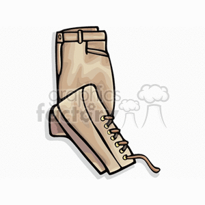 A clipart image of a pair of khaki pants and matching boots.
