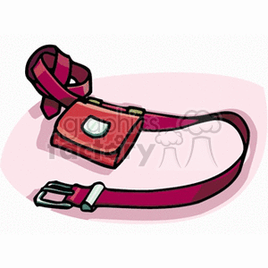 A clipart image of a red belt with a small matching pouch or bag attached.