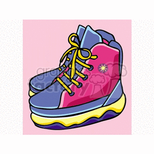 A colorful illustration of modern, stylish boots with a vibrant design.