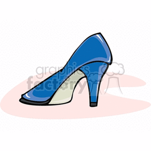 Clipart image of a blue high heel shoe.