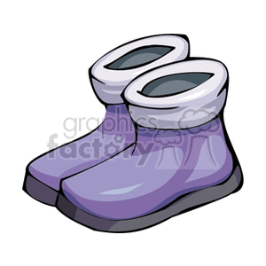 Illustration of purple winter boots with white cuffs.