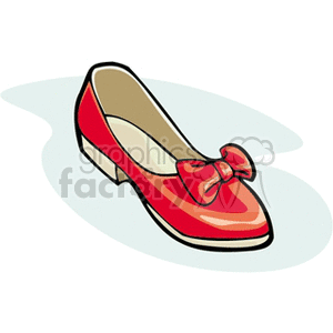 Clipart of a red ballet flat shoe with a bow.