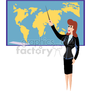 A Teacher Pointing to a Map of the World