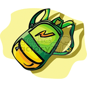 Cartoon green backpack with a lighting bolt
