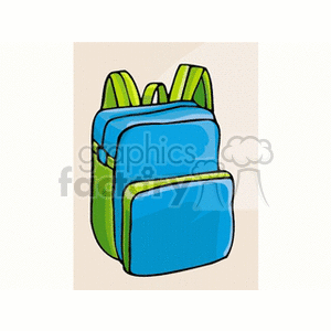 A trendy blue and green backpack, ideal for back-to-school. Perfect for carrying books, supplies, and tools.