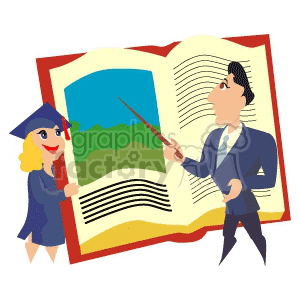 Graduation Student with Book and Teacher