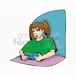 Clipart of a student reading a book.