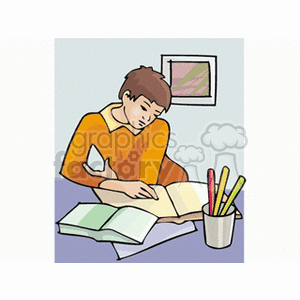 Student Studying at Desk