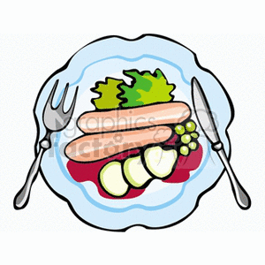 Colorful Dinner Plate with Sausages and Vegetables