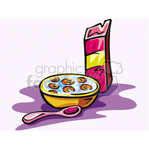 Cereal Bowl with Spoon and Milk