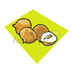 Nut Illustration on Green Background