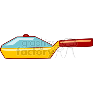 A colorful clipart image of a frying pan with a lid and a handle.