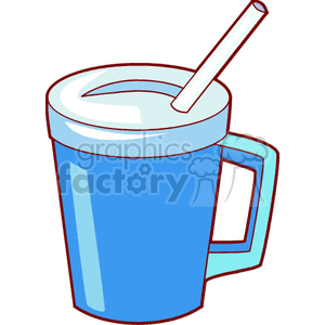 Blue Cup with Straw