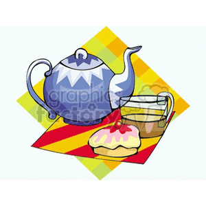 Tea Time with Teapot and Cake