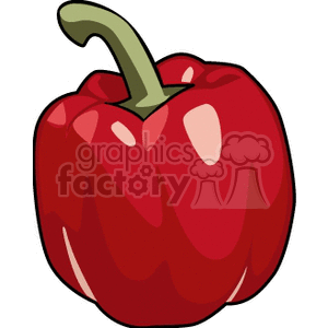 Clipart image of a red bell pepper with a green stem.