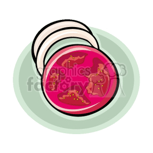 Clipart image of a slice of red tomato, looking side on