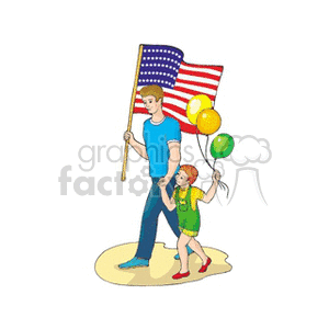 Independence Day Celebration with American Flag and Balloons