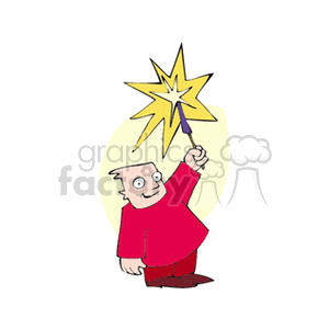 Clipart of a person holding a sparkler, possibly celebrating a festive event like Independence Day.