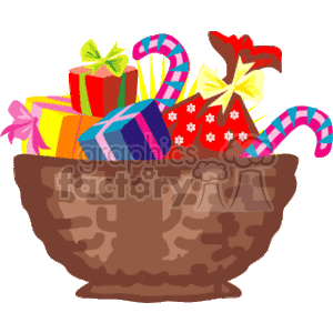 Basket Full of Presents and Candy Canes