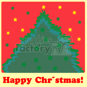 Stamp with a Christmas Tree Decorated with Green Stars