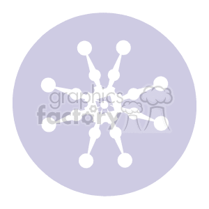 The image is a simple illustration of a white snowflake with a symmetrical design, set against a solid purplish background.