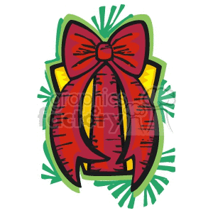 A festive red bow with green accents, symbolizing holiday cheer and decoration.