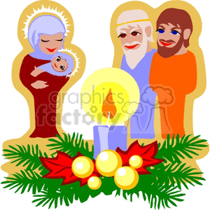 Nativity Scene with Holy Family and Candle