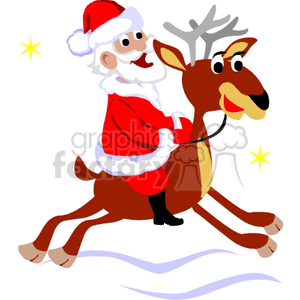 Santa Claus Riding Reindeer Cartoon