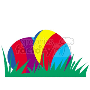 Vibrant Striped Easter Eggs in Grass