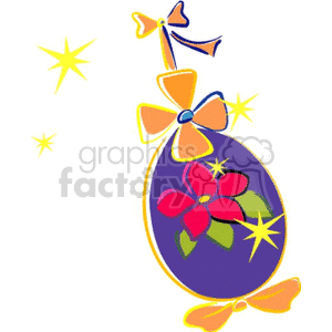 A colorful Easter egg clipart featuring floral designs and bows, symbolizing holiday celebration.