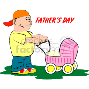 Fathers Day - Man pushing a pink baby stroller