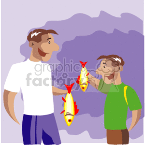 Father and Son holding fish
